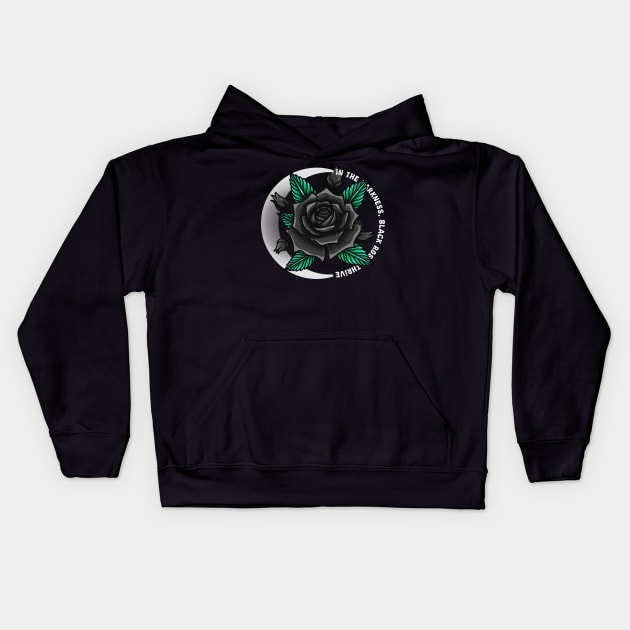 Black Roses Thrive Kids Hoodie by Gofart